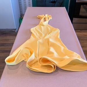 Open back yellow spring dress